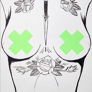 Neon green cross pasties